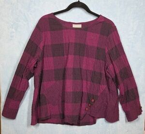 NEW HABITAT Clothes To Live In Gauzy Blouse LARGE LAGANLOOK BOXY OVERSIZED ARTSY